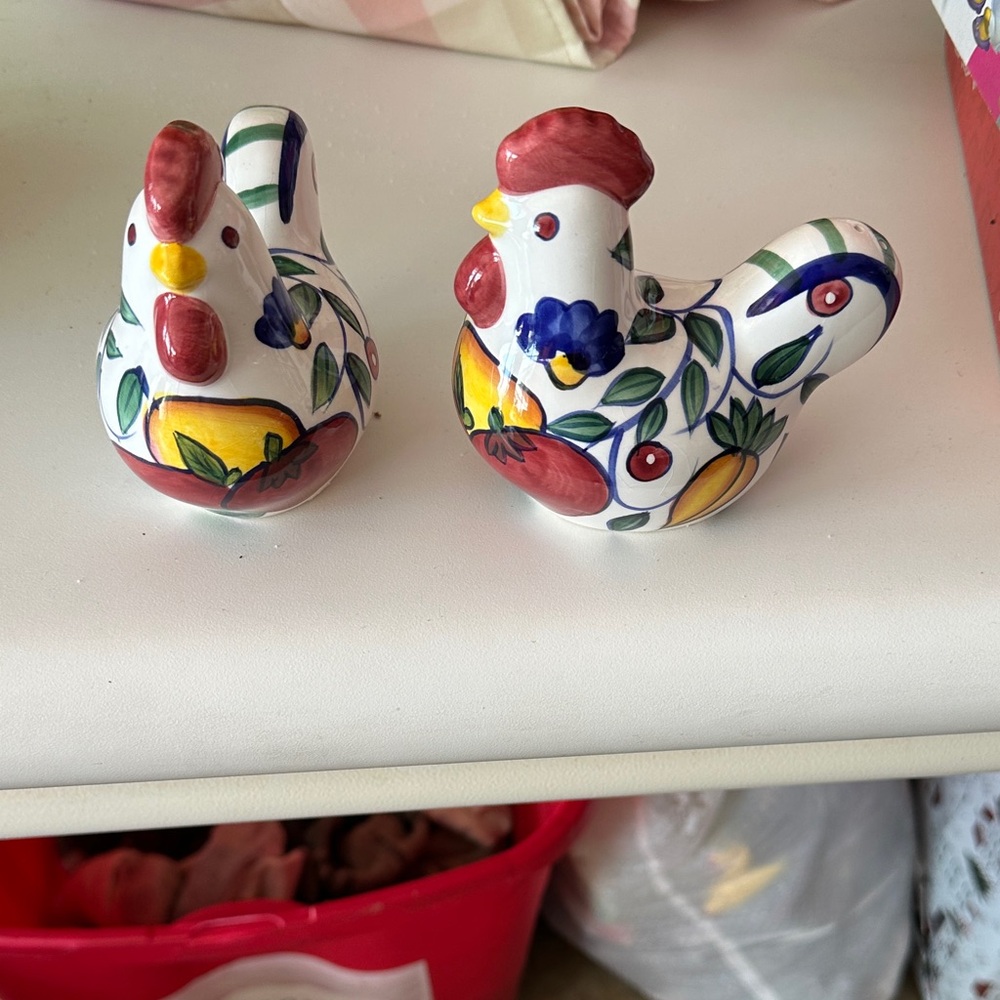 Baum Bros. Hand-Painted Ceramic Chicken Salt & Pepper Set — Multicolor
